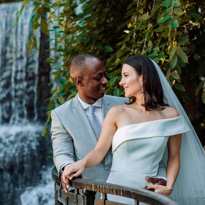 elegant waterfall wedding portraits at ancaster mill