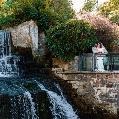elegant wedding portraits at ancaster mill waterfall