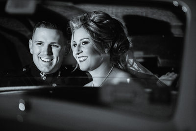 classic car wedding photo