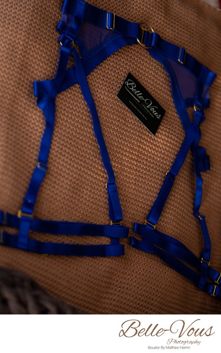 Electric Sapphire cage garter angled view