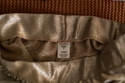 Bras N Things Gold shorts — size & fabric label close-up