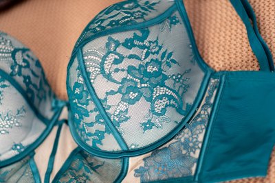 Teal Cup Close-Up Floral Lace