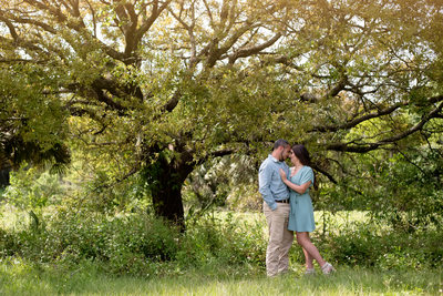 City Park oak tree engagement photo