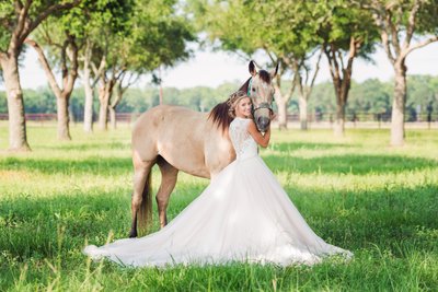 Bride and Horse bridal portrait