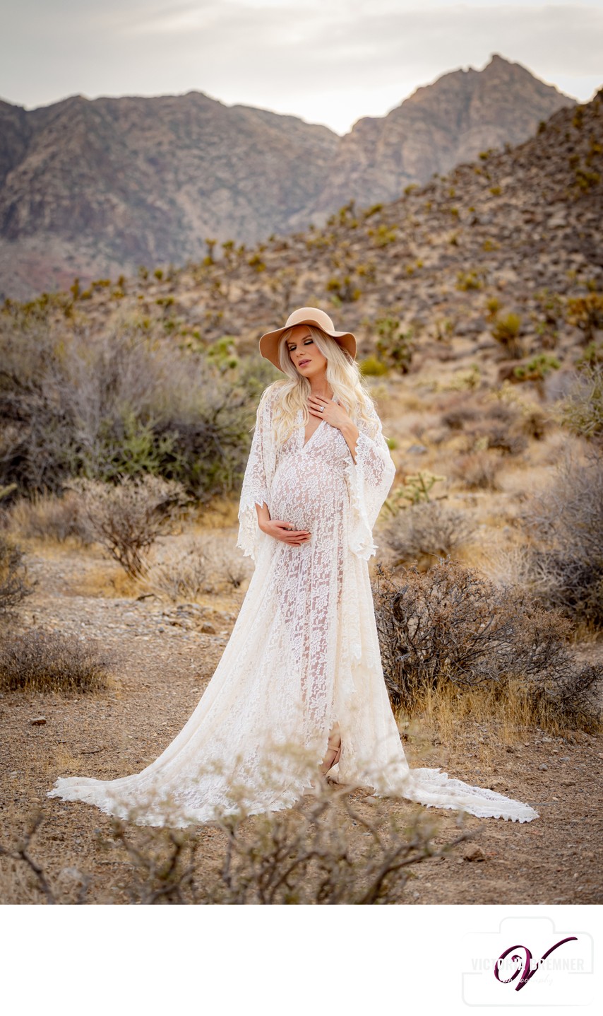 Las Vegas Maternity Photography boho chic flutter dress 