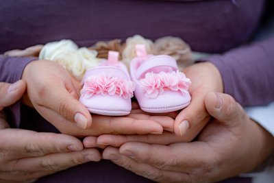 Newborn Maternity Photography with baby shoes Las Vegas