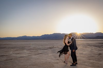 Sunset Engagement Photography Dry Lake Bed Las Vegas