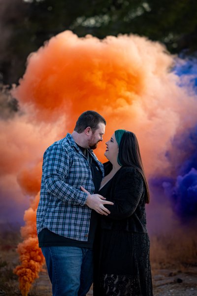 Professional Engagement Photography with smoke bombs