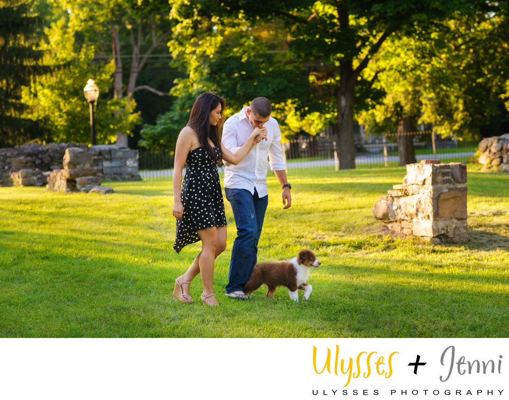 Engaged Couple and Their Puppy NY