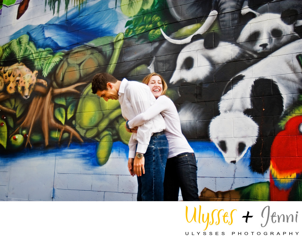 Laughing Engagement Photo Colorful