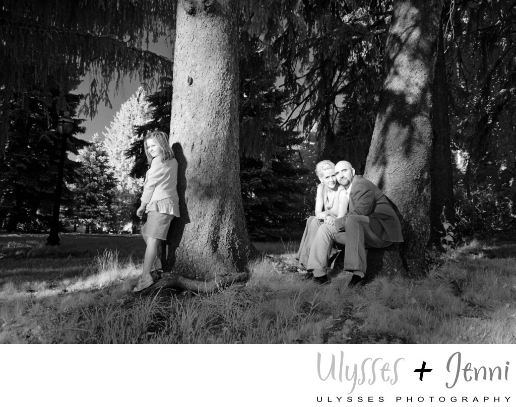 Infrared family portrait couple and child