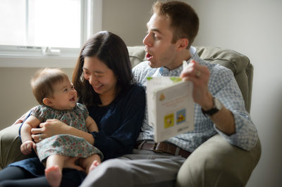 Parents Reading to Baby - PJ Portrait Shoot
