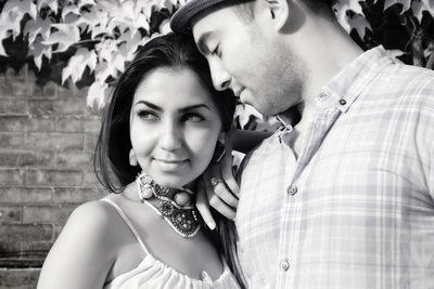 Hip black and white engagement photo