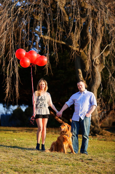 Portrait with Golden Retriever and Balloons