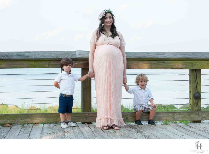 Mother and Sons Maternity Portrait - Riverfront Park - North Charleston, South Carolina 