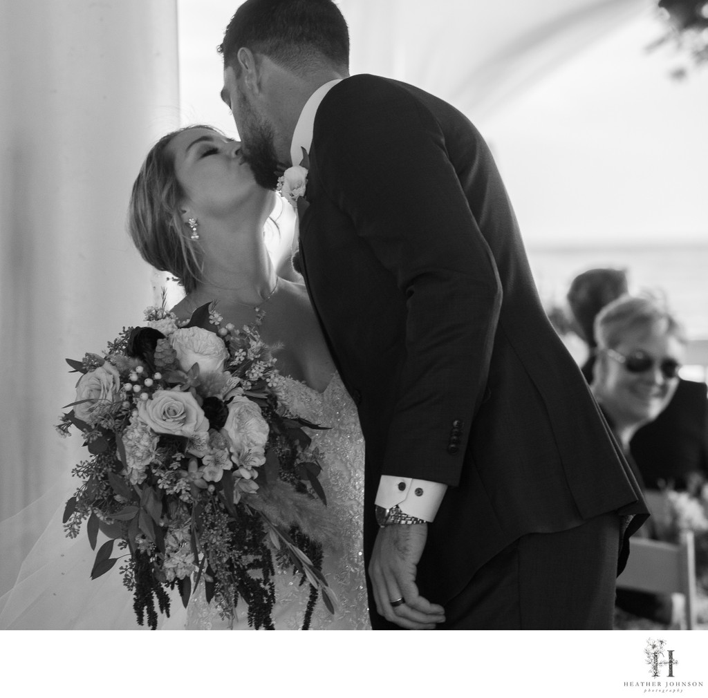 Bride and Groom -  Kiss - Wild Dunes Resort - Isle of Palms, SC -Heather Johnson Photography 