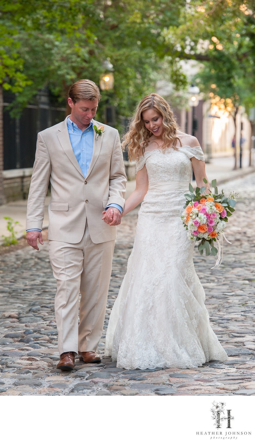 Charleston Wedding Portrait on Chalmers Street - Heather Johnson Photography 