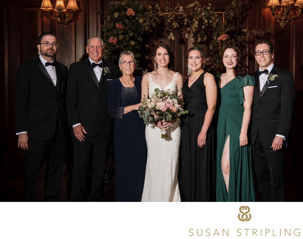 Bourne Mansion wedding family photo