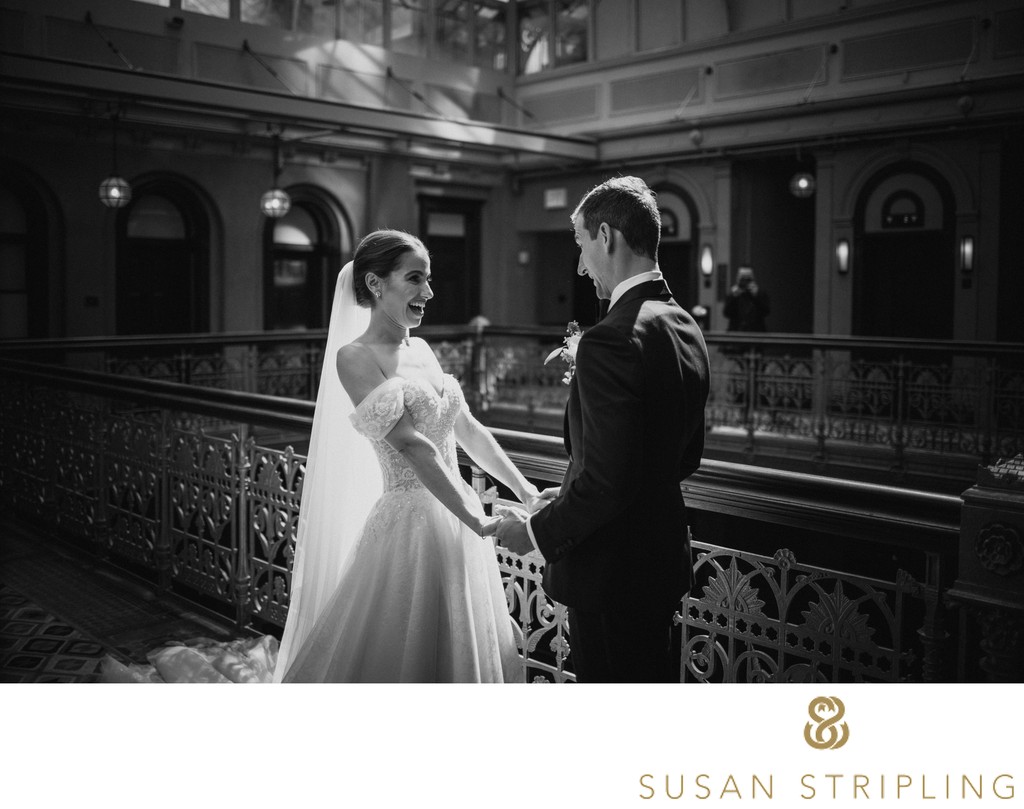 beekman hotel wedding photo of first look in atrium