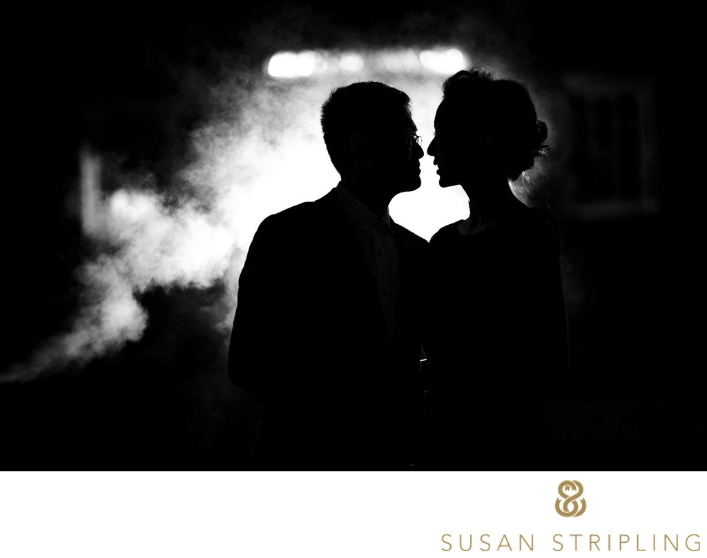 best wedding silhouette with smoke