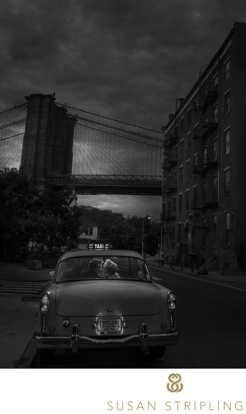 Moody Engagement Photos in Dumbo Brooklyn