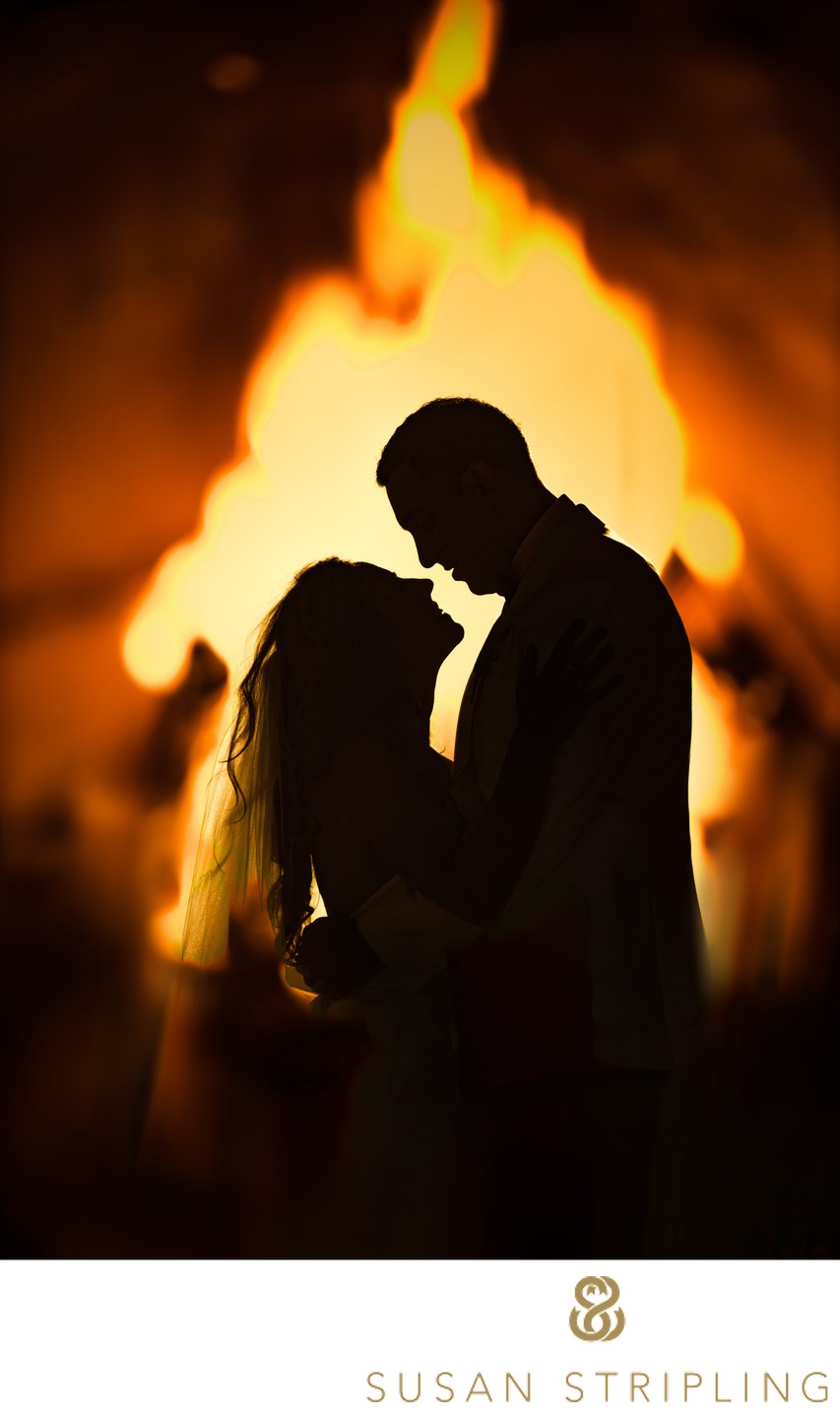 best wedding silhouette with fire