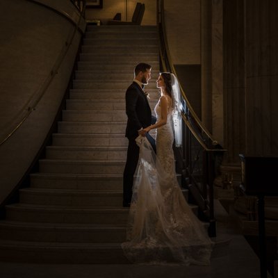 Philadelphia Ritz Carlton Wedding Staircase Shot