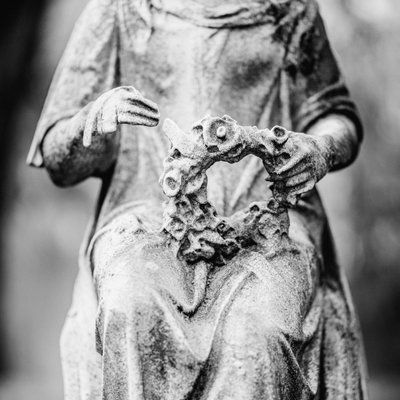 Green-Wood Cemetery Brooklyn Statue With Wreath