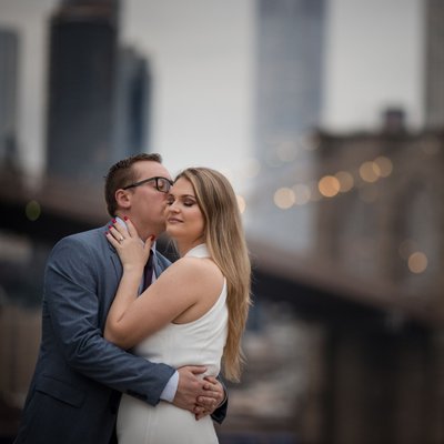 Romantic Rooftop Engagement Photos in Dumbo