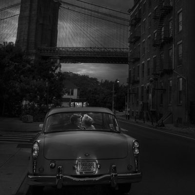 Moody Engagement Photos in Dumbo Brooklyn