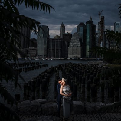 Dramatic Engagement Photos in Dumbo Brooklyn