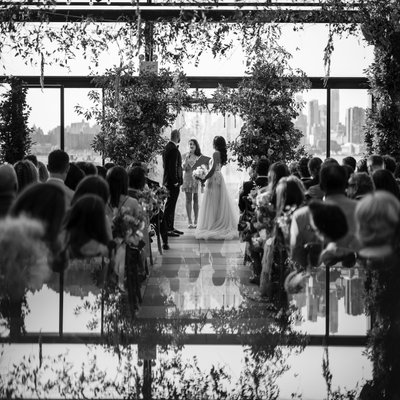 74 Wythe Wedding ceremony photo in black and white