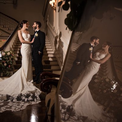 Bourne Mansion wedding staircase shot