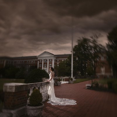 Nighttime photo Bourne Mansion wedding