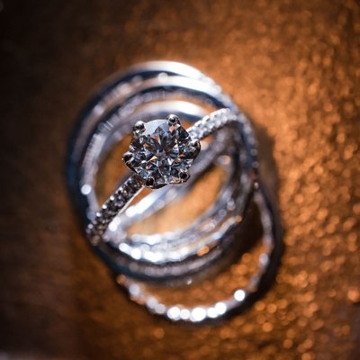 macro wedding photography looking down on rings