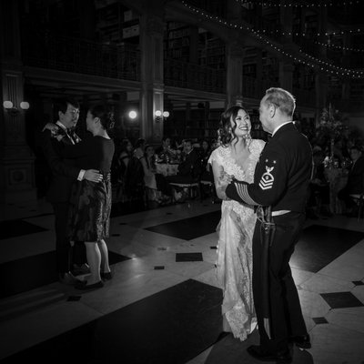 George Peabody Library wedding parent dance photo
