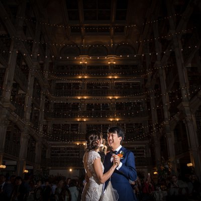 George Peabody Library wedding first dance color photo