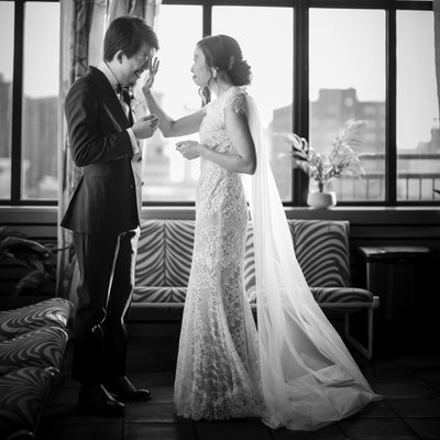 George Peabody Library wedding black and white photo