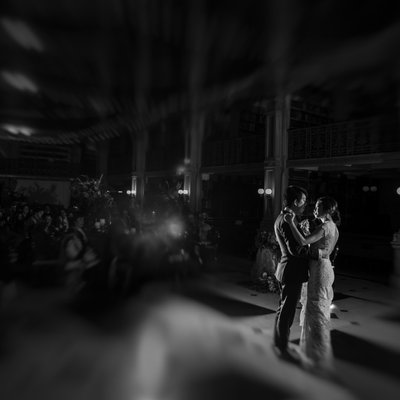 George Peabody Library wedding black and white first dance photo