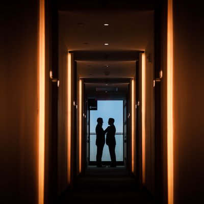 Wedding day silhouette photo