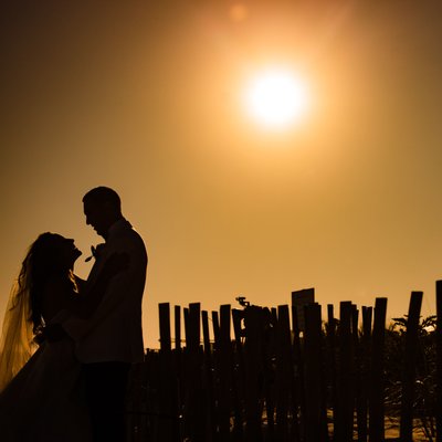 best wedding silhouette with fence