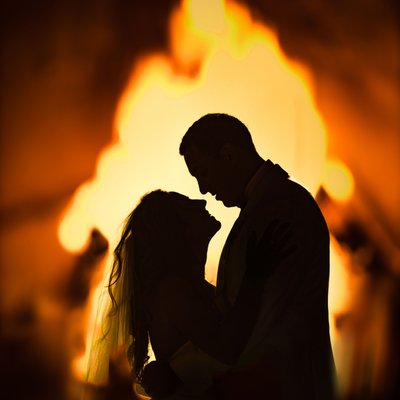 best wedding silhouette with fire