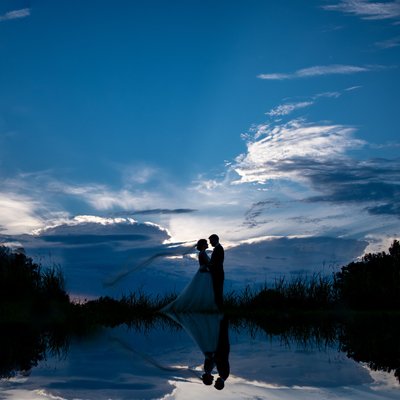 best wedding silhouette blue sky