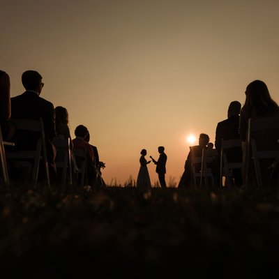 best wedding silhouette ceremony sunset photo