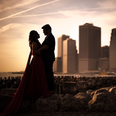 best wedding silhouette brooklyn bridge park