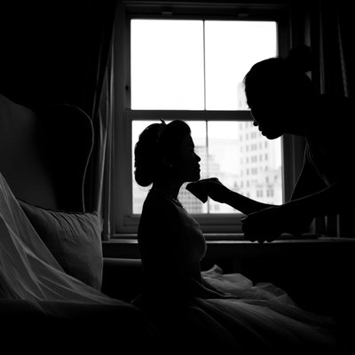 wedding silhouette prep photo