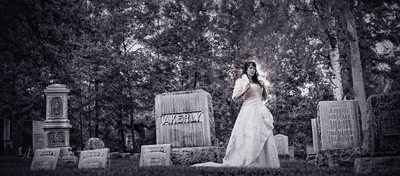 Bride Photos in Cemetery 
