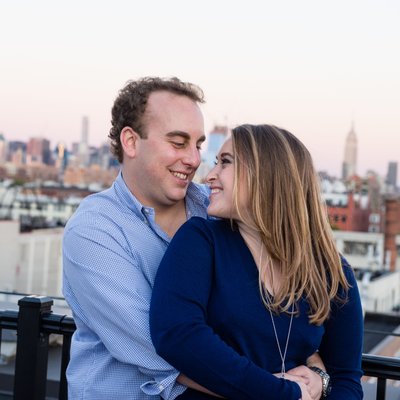 Hoboken Engagement Session Rooftop Sunset