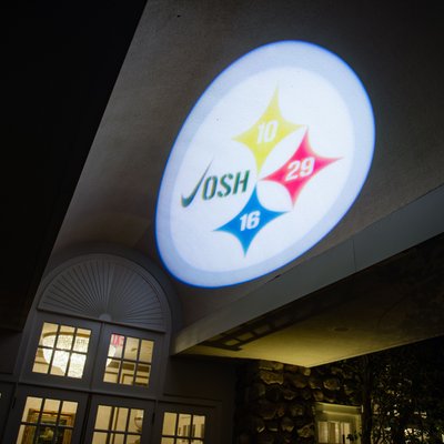 Bar Mitzvah Logo Projection at Venue Entrance