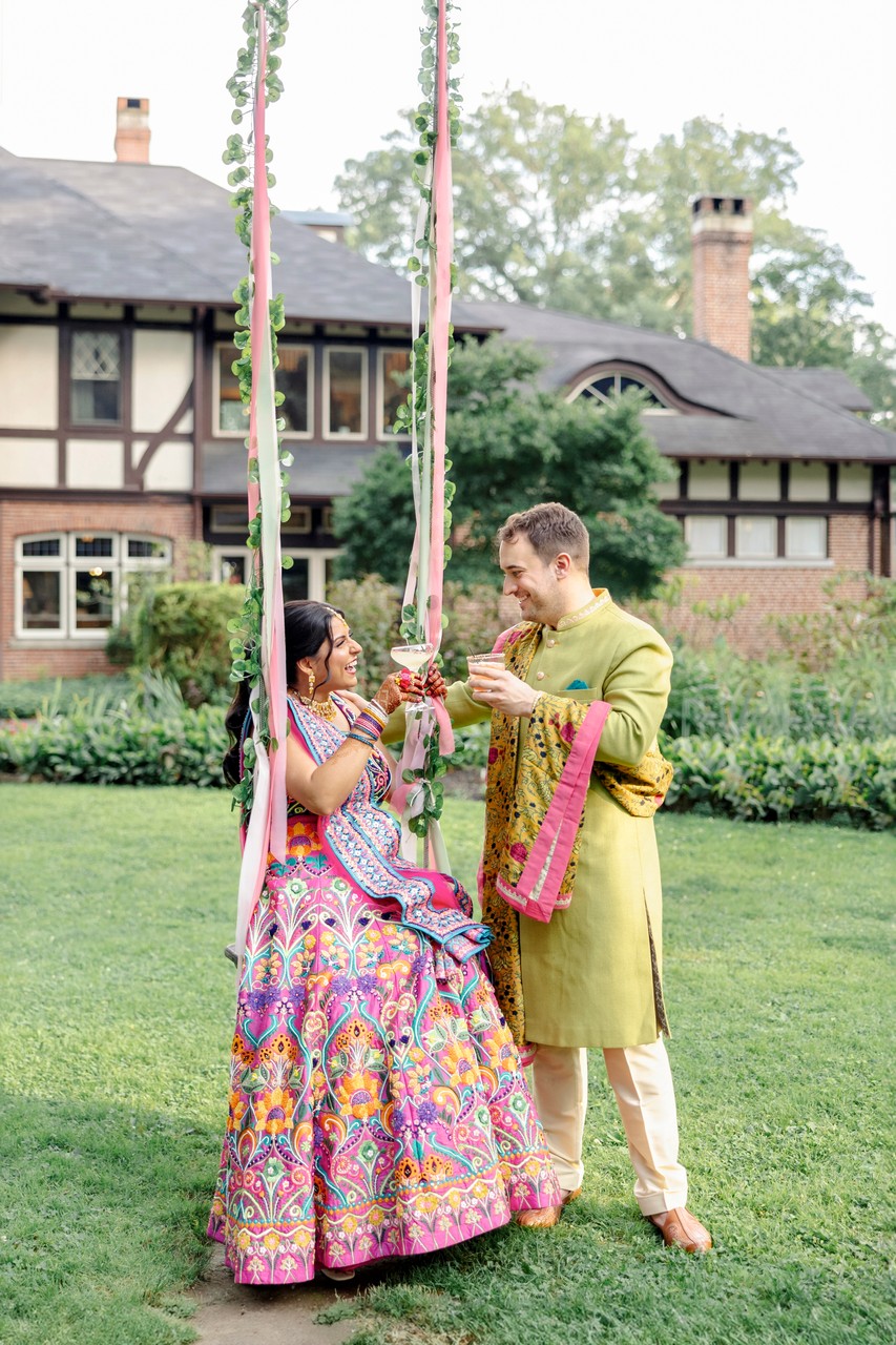 Colorful Indian Bride on Swing